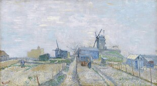 郊野风车风景油画