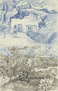 雪中小屋风景油画