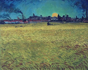 郊野黄昏风景油画