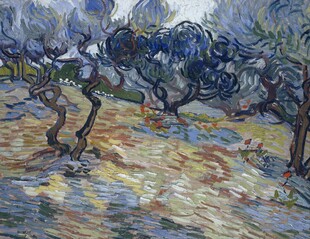 郊野树木风景油画