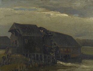 郊野黄昏旧农舍油画