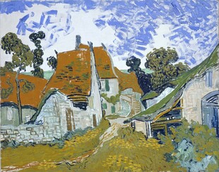 乡村民居风景油画