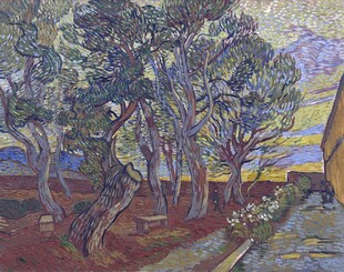 点彩风树林风景油画