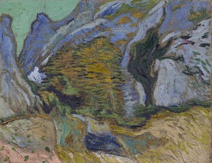 山间农舍风景油画