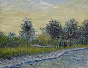郊野黄昏风景油画