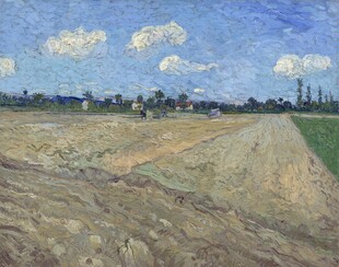 平原田野风景油画