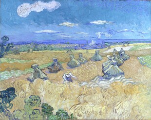 麦田草垛风景油画
