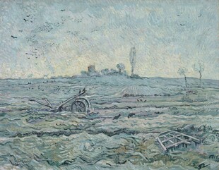 雾色郊野风景油画