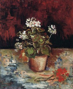 盆栽花卉静物油画