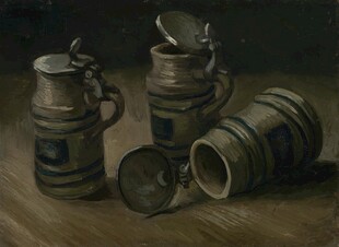 复古酒壶静物油画