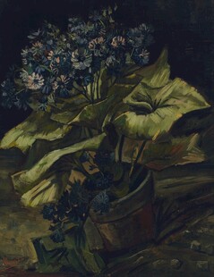 复古暗调花叶油画