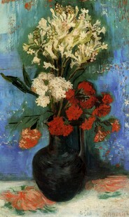 瓶中花卉静物油画