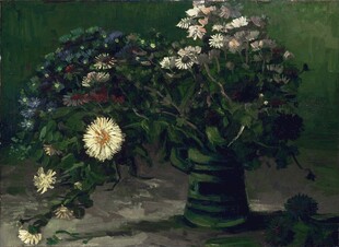 瓶中花卉静物油画