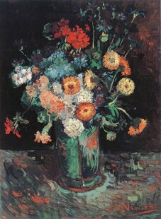 瓶中花卉静物油画