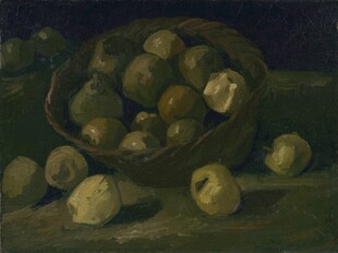 篮中果实静物油画