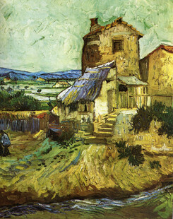 郊野乡村民居风景油画
