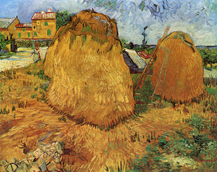 乡村草垛风景油画