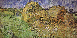 田野草垛印象油画