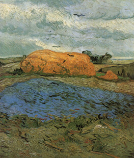 田野草垛风景油画