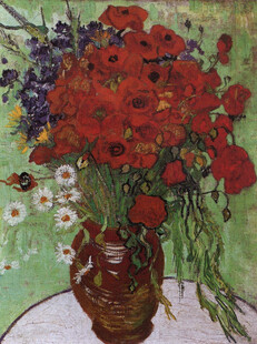 瓶中花卉静物油画