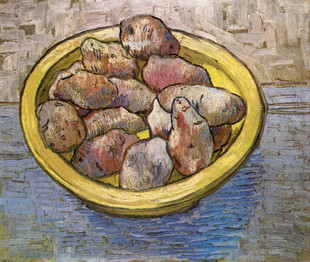 盘中土豆静物油画