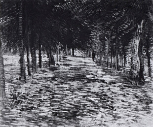 林间水畔素描风景