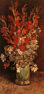 瓶插花卉静物油画