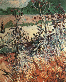郊野草木风景油画