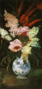 瓶中花卉静物油画