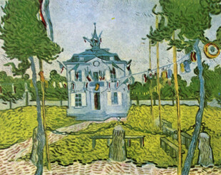 郊野欧式建筑风景油画