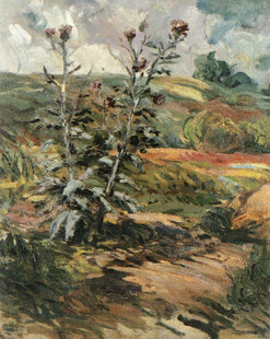 郊野蓟草风景油画