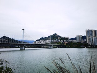 江畔城市江景风光