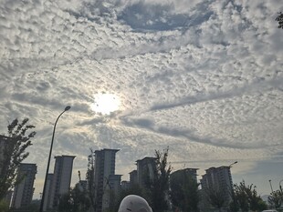 城市上空鱼鳞云景观