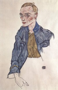 穿蓝外套的男子肖像画