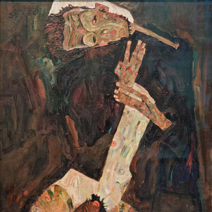 席勒相拥人物油画作品