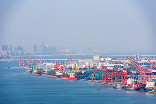 海港货运码头远景