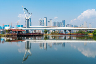 城市水岸桥梁风光
