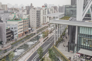 城市高架轨道街景
