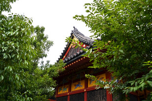 绿树掩映中式古建