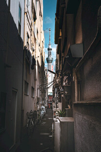 老巷远眺城市高塔