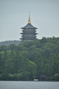 烟雨雷峰塔远景