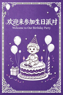 宝宝生日派对邀请海报