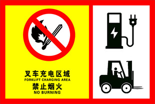 叉车充电区禁止烟火标识