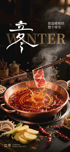 立冬暖食火锅主题海报