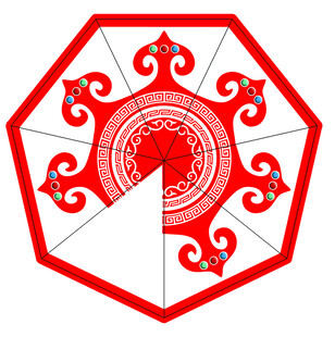六边形传统红色装饰纹样