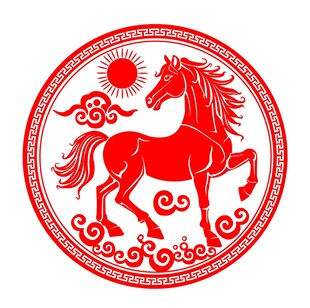 骏马剪纸图案
