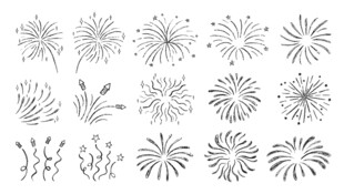 烟花手绘素材