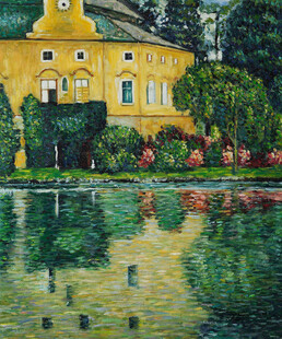 湖畔庄园风景油画