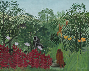 丛林风景油画作品