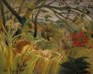 丛林猛虎风景油画